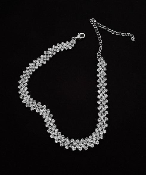 キラキラ ラインストーンネックレス 人気 ショートネックレス レディース プチプラアクセサリー 韓国風 ジュエリー 韓流 ギフト可愛い おしゃれ ビジュー 結婚式 21SHIPIN-118