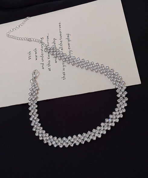 キラキラ ラインストーンネックレス 人気 ショートネックレス レディース プチプラアクセサリー 韓国風 ジュエリー 韓流 ギフト可愛い おしゃれ ビジュー 結婚式 21SHIPIN-118