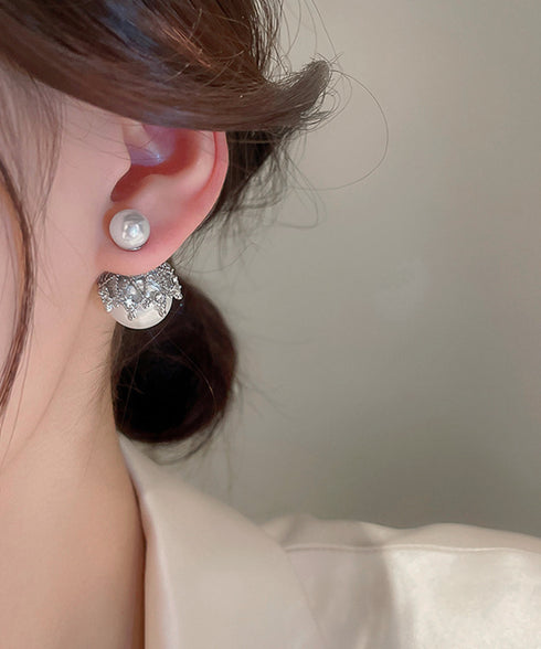 リバーシブルビッグパールピアスレディース 韓国風パールピアス 人魚の涙2WAYピアス 大ぶりスタッドピアス オルチャン 二粒パール 大人可愛 耳飾り 女性パーティ 21SHIPIN-119