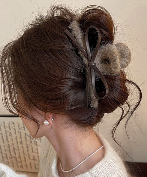 ヘアクリップバンスクリップ秋冬レディース リボンヘアアクセサリー韓国風可愛い しっかり挟めるまとめ髪簡単 オフィスカジュアル髪飾り 大人ヘアアレンジ ハーフアップ 21SHIPIN-122