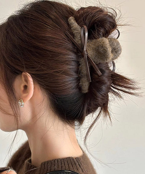 ヘアクリップバンスクリップ秋冬レディース リボンヘアアクセサリー韓国風可愛い しっかり挟めるまとめ髪簡単 オフィスカジュアル髪飾り 大人ヘアアレンジ ハーフアップ 21SHIPIN-122