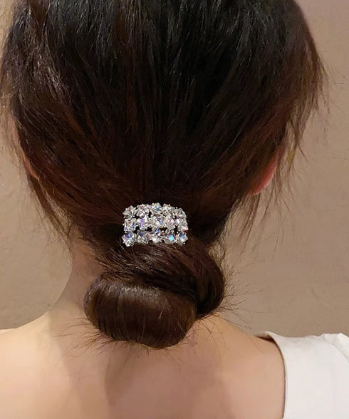 幾何柄ヘアゴムヘアリング キラキラ髪留め ヘアアクセサリーヘアゴム ヘアポニー ラインストーンビジュー 幾何学モチーフ 髪飾りヘアアレンジグッズ 韓国ファッション 21SHIPIN-125