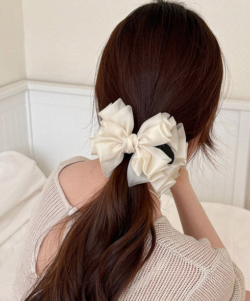 韓国風バンスクリップ リボンヘアクリップ レディースヘアアクセサリー 髪飾りギンガムチェック ガーリーまとめ髪 軽量ヘアアレンジ簡単上品髪留め オフィスカジュアル 21SHIPIN-130
