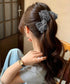 韓国風バンスクリップ リボンヘアクリップ レディースヘアアクセサリー 髪飾りギンガムチェック ガーリーまとめ髪 軽量ヘアアレンジ簡単上品髪留め オフィスカジュアル 21SHIPIN-130