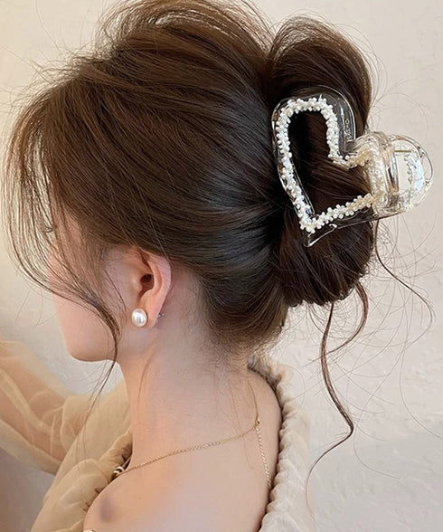 韓国風バンスクリップ クリアヘアクリップ パール調ヘアアクセサリー ビーズデザインヘアクリップ まとめ髪大人可愛い上品 フェミニン おしゃれヘアアクセハーフアップ 21SHIPIN-131