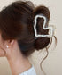 韓国風バンスクリップ クリアヘアクリップ パール調ヘアアクセサリー ビーズデザインヘアクリップ まとめ髪大人可愛い上品 フェミニン おしゃれヘアアクセハーフアップ 21SHIPIN-131