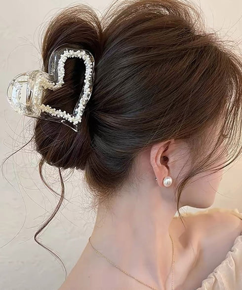 韓国風バンスクリップ クリアヘアクリップ パール調ヘアアクセサリー ビーズデザインヘアクリップ まとめ髪大人可愛い上品 フェミニン おしゃれヘアアクセハーフアップ 21SHIPIN-131