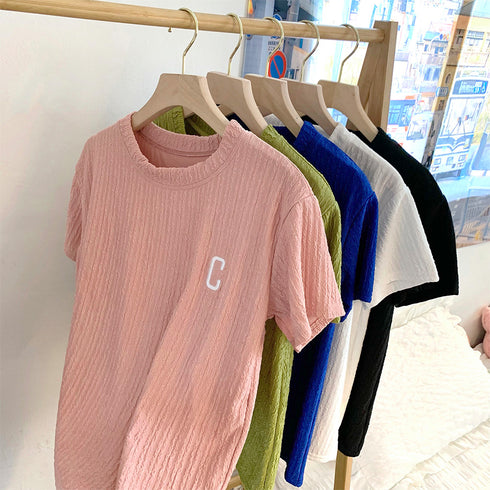 Tシャツ&イージーパンツ 夏服上下セット 半袖カジュアルスポーツウェアセット ウエストゴム 涼やか 半袖Tシャツ ルームウェア 短パン フィットネス 可愛い 21TAOZHUANG-002