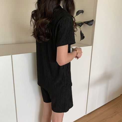 Tシャツ&イージーパンツ 夏服上下セット 半袖カジュアルスポーツウェアセット ウエストゴム 涼やか 半袖Tシャツ ルームウェア 短パン フィットネス 可愛い 21TAOZHUANG-002