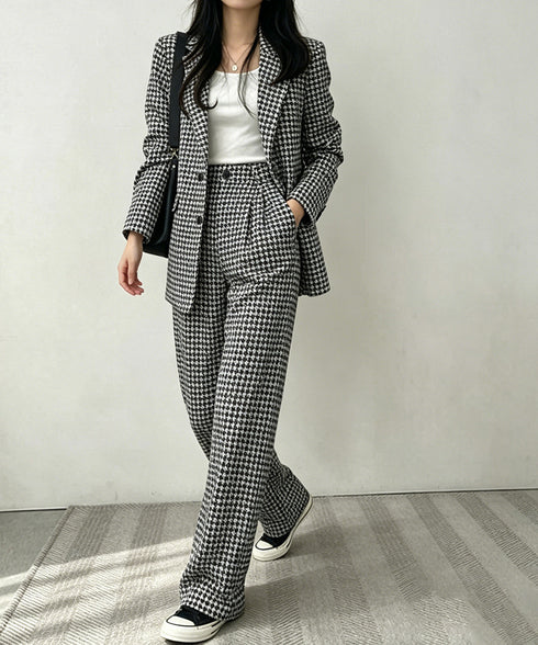 パンツスーツセット テーラードジャケット スーツワイドパンツ 上下セット セミワイドパンツ ゆったりシルエット 服 おしゃれボトムス オフィス 30代40代50代 21TZ-005