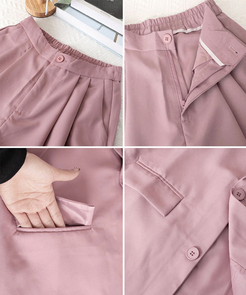 パンツスーツセット テーラードジャケット スーツワイドパンツ 上下セット セミワイドパンツ ゆったりシルエット 服 おしゃれボトムス オフィス 30代40代50代 21TZ-005
