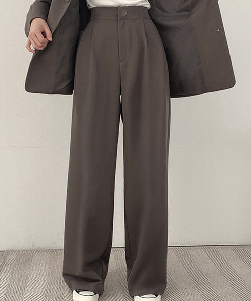 パンツスーツセット テーラードジャケット スーツワイドパンツ 上下セット セミワイドパンツ ゆったりシルエット 服 おしゃれボトムス オフィス 30代40代50代 21TZ-005