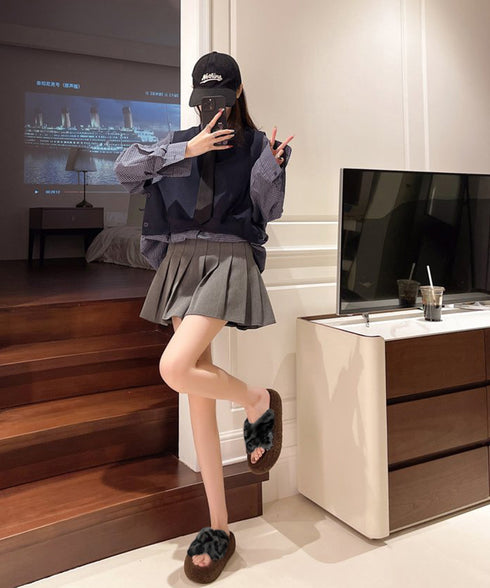 ファーサンダル 厚底韓国風ファースリッパ レオパードサンダルレディース もこもこあったかフラットシューズ 歩きやすい ふわふわ ルームシューズ 疲れない 寒さ対策 21XIEZI-001