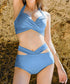 バックリボンセパレートビキニ 水着セット レディース水着ビキニ 上下2点セット 可愛いバンドゥホルターネックビキニ セクシー 夏ビーチ プール海 リゾート 海水浴 21YONGYI-009