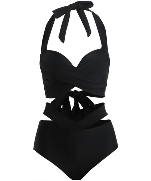 バックリボンセパレートビキニ 水着セット レディース水着ビキニ 上下2点セット 可愛いバンドゥホルターネックビキニ セクシー 夏ビーチ プール海 リゾート 海水浴 21YONGYI-009