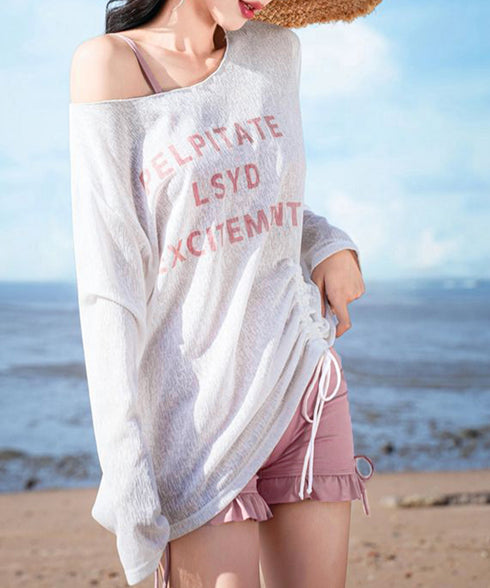 レディース水着三点セット 体型カバー水着 トップス付きセパレート水着 サイドドローストリング フリル大人可愛いママ水着 ラッシュガード プール海旅行 水着タンキニ 21YONGYI-010