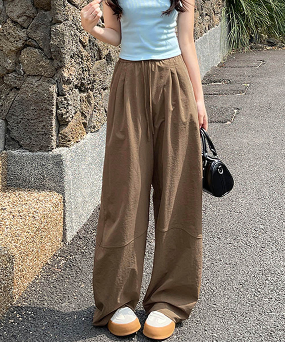 ワイドパンツハイウエストストレートパンツ キャメル