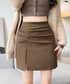 ギャザーミニスカート 無地タイトスカート レディース インナーパンツ付き ショート丈スカート ハイウエスト 膝上丈スカート お洒落ボトムス 美尻美脚スカート韓国風 24SKT-005