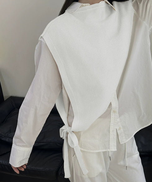 三角ニットベスト 重ね着 肩掛け風ニット アシンメトリー ショール風ニットベスト 大人可愛い 抜け感ニットトップス ノースリーブ ケープ風ベスト 24TPS-059