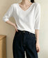ニットトップス レディース 韓国風春夏服 vネック 5分袖サマーニット オフィスカジュアル ニットソー おしゃれ ニットプルオーバー 着やせ 大人通勤服 きれいめ 24TPS-089