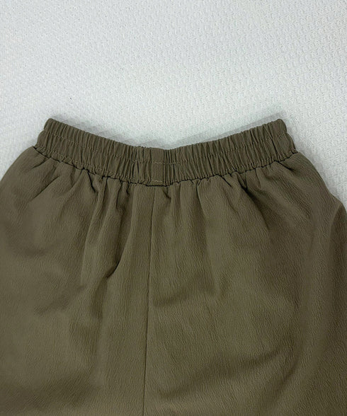 ワイドパンツ ハイウエストガウチョパンツ レディース ウエストゴム スカーチョ サイド飾りボタン付き スカンツ ゆったり ボトムス カジュアル ワイドガウチョ 24BDMS-001