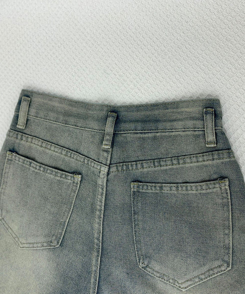 ロールアップ デニムショートパンツ 美脚 短パン レディース ハイウエスト ホットパンツ Aライン デニムワイド 着やせ ショーパン こなれ感 ジーンズ 春夏秋 24BDMS-002