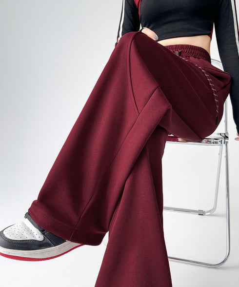 スウェットパンツ レディースロングパンツ ウエストゴム ワイドパンツ ハイウエスト リラックスパンツ ゆったり ストレートパンツ カジュアル 楽ちんイージーパンツ 24BDMS-006