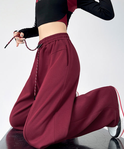 スウェットパンツ レディースロングパンツ ウエストゴム ワイドパンツ ハイウエスト リラックスパンツ ゆったり ストレートパンツ カジュアル 楽ちんイージーパンツ 24BDMS-006