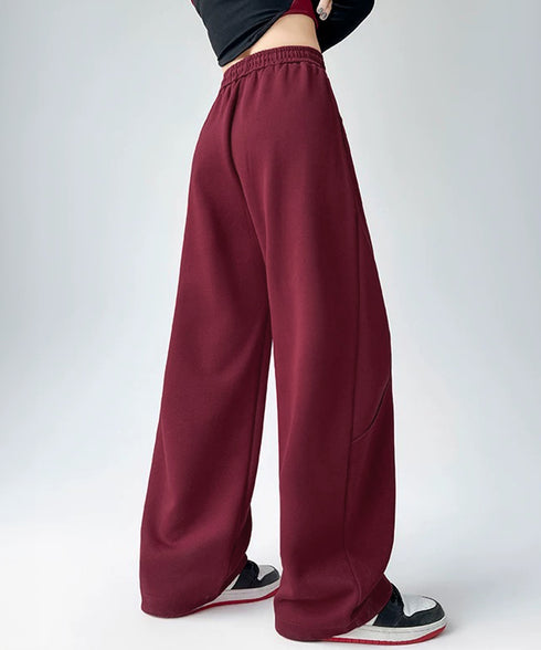 スウェットパンツ レディースロングパンツ ウエストゴム ワイドパンツ ハイウエスト リラックスパンツ ゆったり ストレートパンツ カジュアル 楽ちんイージーパンツ 24BDMS-006