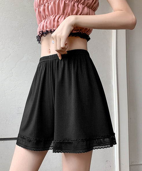 ペチコートパンツ 涼しい ナイトウエア ウエストゴム チラ見え防止 インナーウェア ハイウエスト インナーパンツ 春秋夏 見せパン 透け防止 可愛いルームパンツ 24BDMS-007