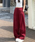 ワイドパンツハイウエストストレートパンツ ウエストゴム 着やせリラックスパンツ カジュアル 脚長ボトムス ゆったり 薄手ロングパンツ お洒落楽ちんイージーパンツ 24BDMS-010