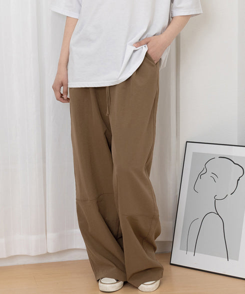 ワイドパンツハイウエストストレートパンツ ウエストゴム 着やせリラックスパンツ カジュアル 脚長ボトムス ゆったり 薄手ロングパンツ お洒落楽ちんイージーパンツ 24BDMS-010