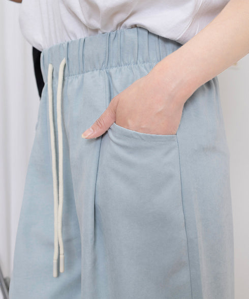 ワイドパンツウエストゴムストレートパンツ レディース ハイウエスト イージーパンツ 楽ちん リラックスパンツ カジュアル 無地 ロングパンツ 紐付き 薄手長ズボン 24BDMS-012