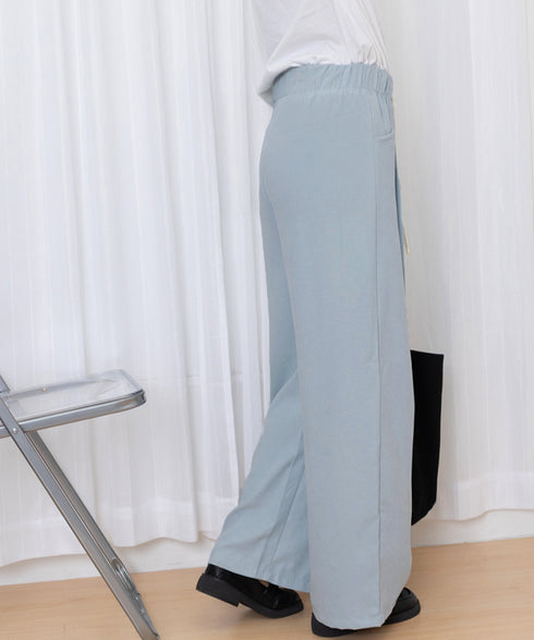 ワイドパンツウエストゴムストレートパンツ レディース ハイウエスト イージーパンツ 楽ちん リラックスパンツ カジュアル 無地 ロングパンツ 紐付き 薄手長ズボン 24BDMS-012