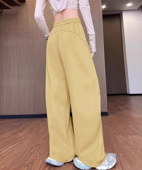 ワイドパンツウエストゴムスウェットパンツ レディース カジュアル ロングパンツ 体型カバーボトムス ゆったり イージーパンツ リラックス ストレートパンツ 着やせ 24BDMS-016