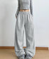 スウェットパンツサイドレースラインパンツ レディース ハイウエスト リラックスパンツ ウエストゴム ワイドパンツ ゆったり イージーパンツ 体型カバー ズボン秋冬 24BDMS-017