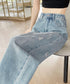 ダメージデニムパンツ ワイドレッグデニム レディース ハイウエスト ロングパンツ ウォッシュ加工 ストレートパンツ 着やせ 韓国風ジーパン ゆったり ボトムス脚長 24BDMS-018
