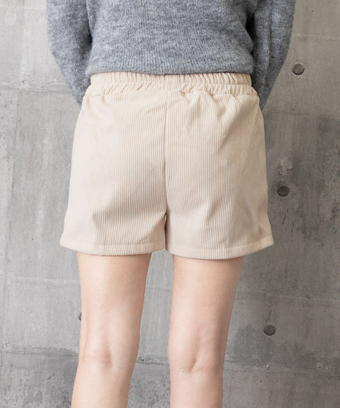 コーデュロイショートパンツ 裏起毛短パン レディース ポケット付き ショーパン ウエストゴム 美脚脚長 ホットパンツ 韓国風 ベーシックパンツ おしゃれ ボトムス 24BDMS-019