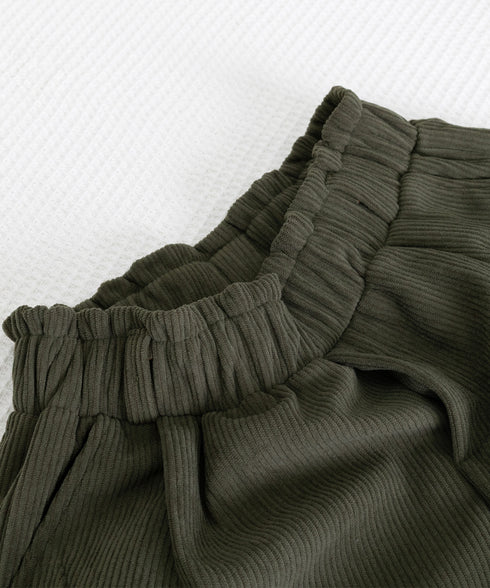 ベルト付き ショートパンツ コーデュロイ 裏起毛 ショーパン レディース ロールアップ短パン 美脚脚長 着やせホットパンツ ウエストゴム ボトムス 大人カジュアル 24BDMS-020