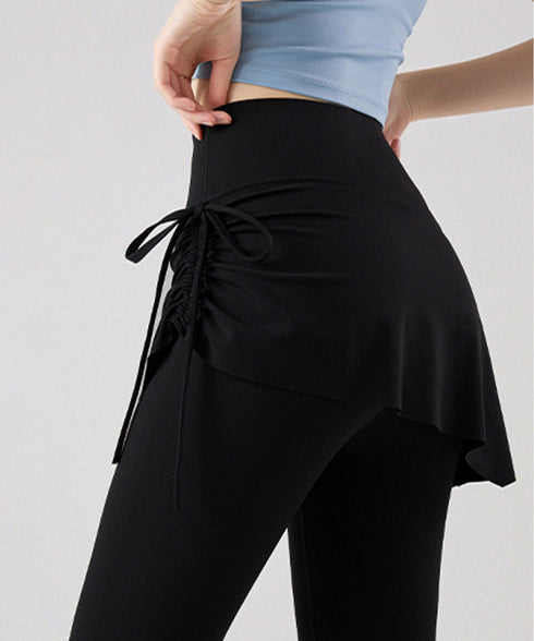 ヨガパンツ スカート付きセミフレアパンツ レディース ストレッチ フィットネスウェア ハイウエスト ヨガウェア 美尻美脚ジムウェア おしゃれ トレーニングパンツ 24BDMS-021