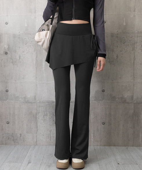 ヨガパンツ スカート付きセミフレアパンツ レディース ストレッチ フィットネスウェア ハイウエスト ヨガウェア 美尻美脚ジムウェア おしゃれ トレーニングパンツ 24BDMS-021