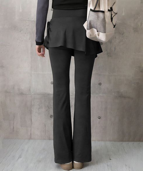 ヨガパンツ スカート付きセミフレアパンツ レディース ストレッチ フィットネスウェア ハイウエスト ヨガウェア 美尻美脚ジムウェア おしゃれ トレーニングパンツ 24BDMS-021