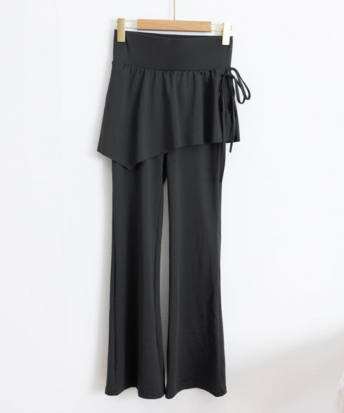 ヨガパンツ スカート付きセミフレアパンツ レディース ストレッチ フィットネスウェア ハイウエスト ヨガウェア 美尻美脚ジムウェア おしゃれ トレーニングパンツ 24BDMS-021