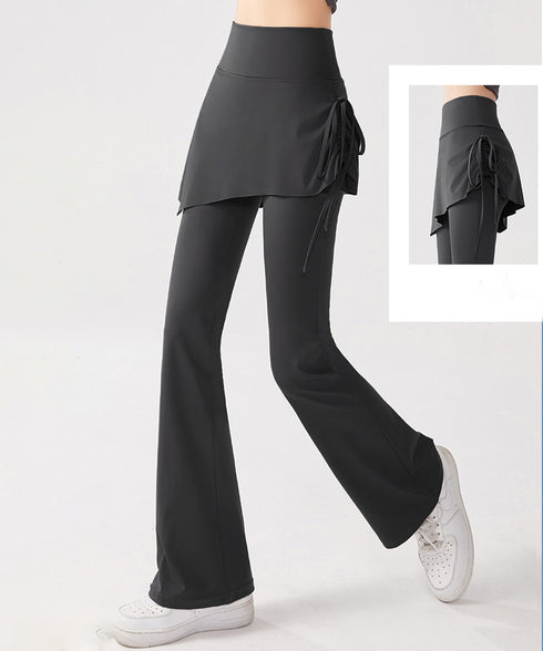 ヨガパンツ スカート付きセミフレアパンツ レディース ストレッチ フィットネスウェア ハイウエスト ヨガウェア 美尻美脚ジムウェア おしゃれ トレーニングパンツ 24BDMS-021
