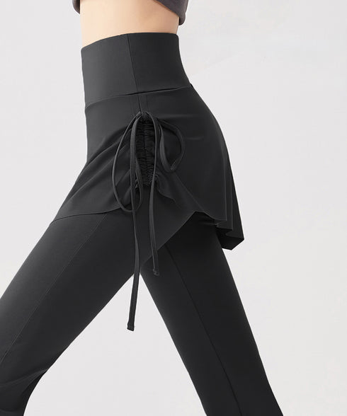 ヨガパンツ スカート付きセミフレアパンツ レディース ストレッチ フィットネスウェア ハイウエスト ヨガウェア 美尻美脚ジムウェア おしゃれ トレーニングパンツ 24BDMS-021