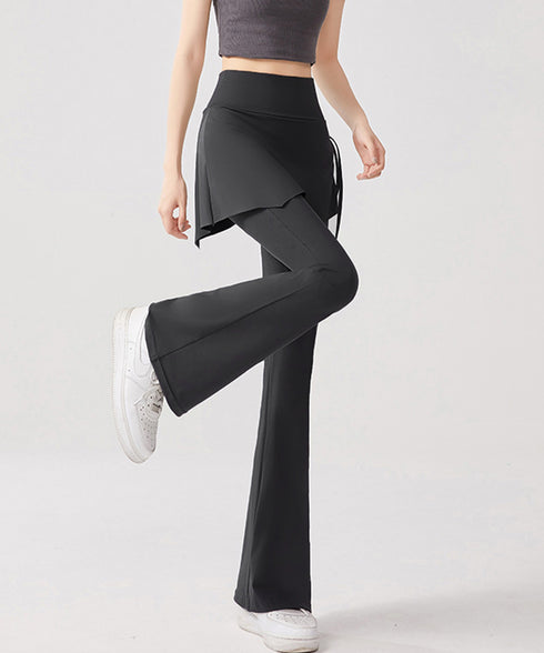 ヨガパンツ スカート付きセミフレアパンツ レディース ストレッチ フィットネスウェア ハイウエスト ヨガウェア 美尻美脚ジムウェア おしゃれ トレーニングパンツ 24BDMS-021