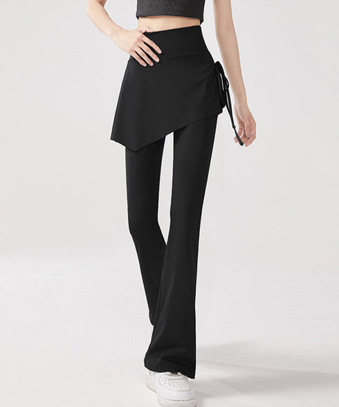 ヨガパンツ スカート付きセミフレアパンツ レディース ストレッチ フィットネスウェア ハイウエスト ヨガウェア 美尻美脚ジムウェア おしゃれ トレーニングパンツ 24BDMS-021