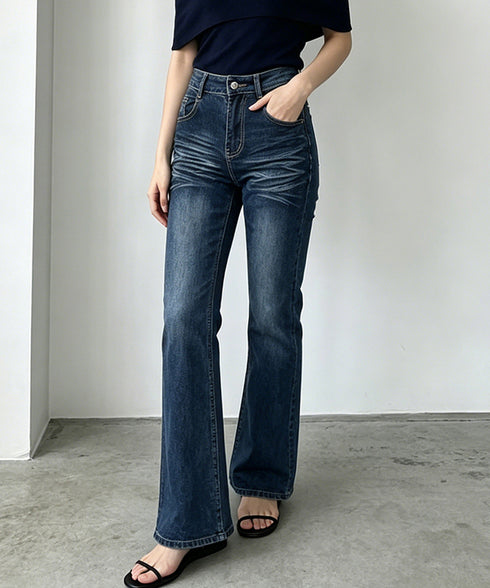 セミフレアデニムパンツレトロデニムパンツ レディース 美脚脚長 ヴィンテージパンツ 着やせ レトロ風ジーンズ カジュアル タイトデニムパンツ ブーツカットパンツ 24BDMS-022