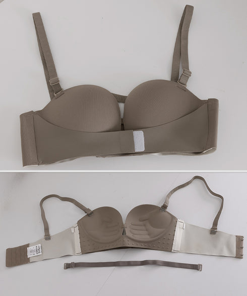 ブラジャー単品 ストラップレスブラ楽ちん ノンワイヤー 滑り止め 2WAYブラ シームレス 小胸ブラ ずれない 谷間見せ ドレスブラジャー 響きにくい 美胸下着 24INNA-001