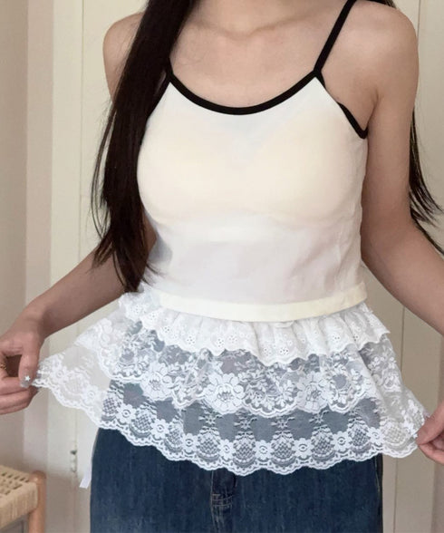 総レースヒップカバー ティアード裾カバー レディース ウエストリボンミニスカート シースルー付け裾 大人可愛い 花柄レーススカート 重ね着 ズボンの上巻きスカート 24KMN-001